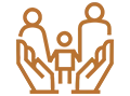 Law firm accolade icon: "Clients Are Like Family" with hands protecting a family.