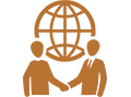 Legal service icon for "Personalized Consultation" featuring a globe and handshake.