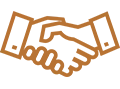 Professional "Relatable Representation" icon showing a firm handshake.