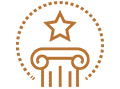 "Excellent Client Reviews" accolade icon with a star and a classical column.