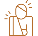 "Personal Injury" law icon showing a person with a bandaged head and arm in a sling.